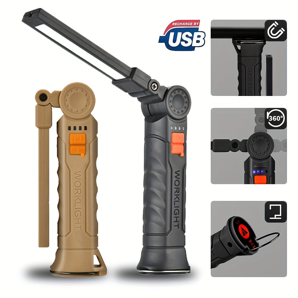 1PC Foldable Emergency Work Light, Rechargeable Portable Maintenance Lamp, Easy To Carry, Suitable for Camping Reading Hiking