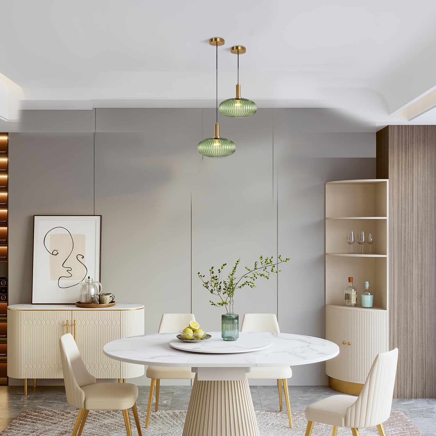 Glass pendant light, brushed gold round pendant light kitchen island large globe pendant light single hanging fixture Nordic pendant light (bulb not included)