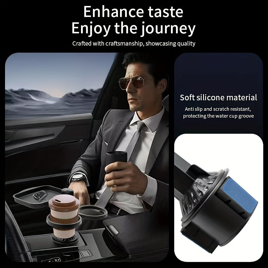 Multifunctional 3-in-1 Car Cup Holder, ABS Material, Sturdy Expandable Base, Essential Travel Gear for Drinks and Snacks