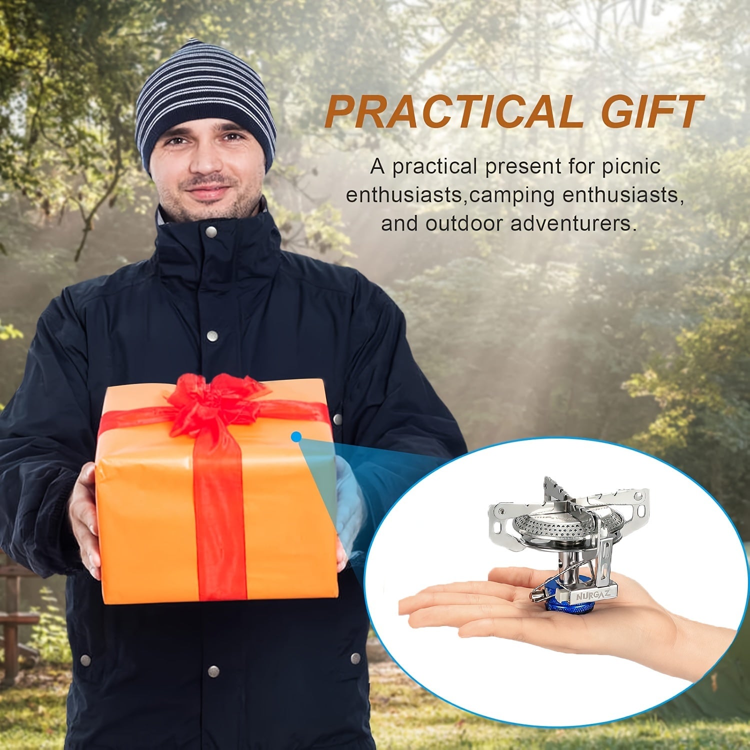 Camping Stove with Capacitive Ignition, Storage Case Included, Portable Foldable Stove, Ideal for Outdoor Backpacking, Hiking and Picnic