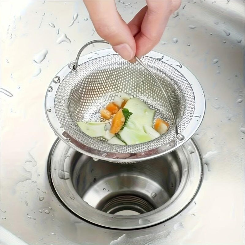 High-Quality Durable Stainless Steel Woven Mesh Sink Strainer Set (2-Pack) – Sturdy Metal Filter Basket with Handle, Designed to Capture Hair & Food Debris in the Kitchen and Bathroom