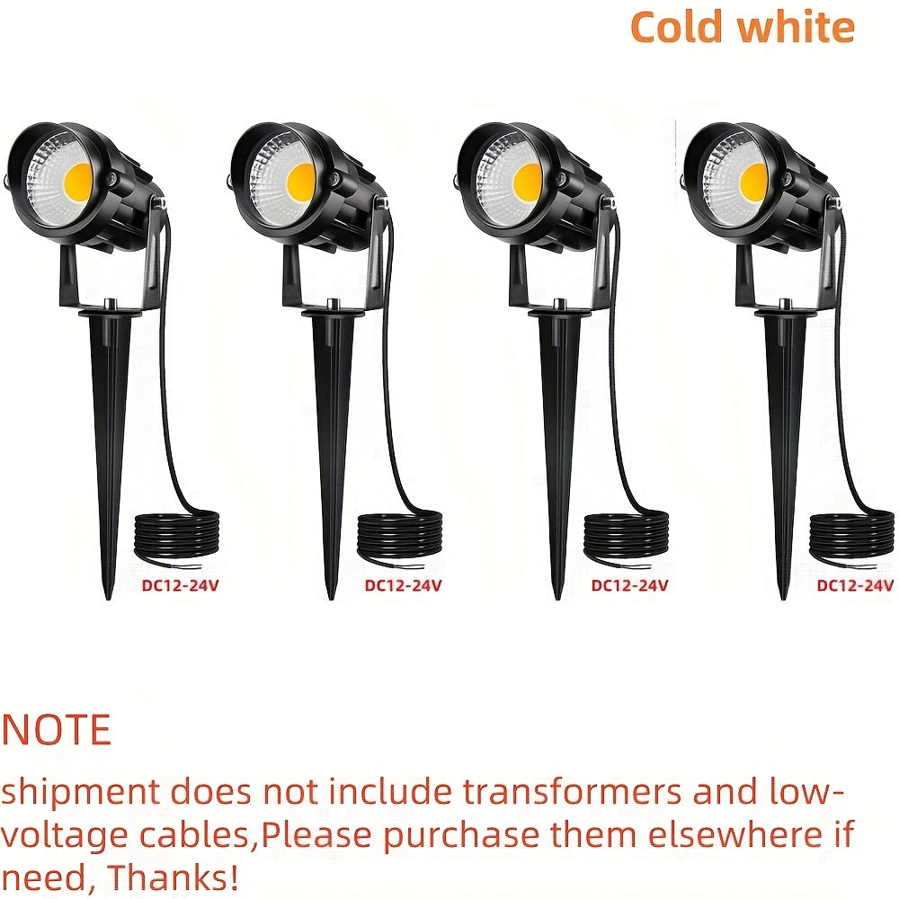 2/4/6/8/10 pcs low voltage LED landscape light | 6W, 12V-24V, outdoor Christmas spotlight, warm white, cool white, IP66 lighting lamp suitable for gardens, paths, walls, trees, flags
