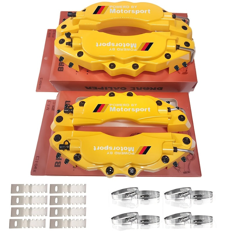 Screw-Fixed ABS Plastic Brake Caliper Cover Set, 4 Pieces, with Motorcycle Sports Logo, Car Styling Accessory