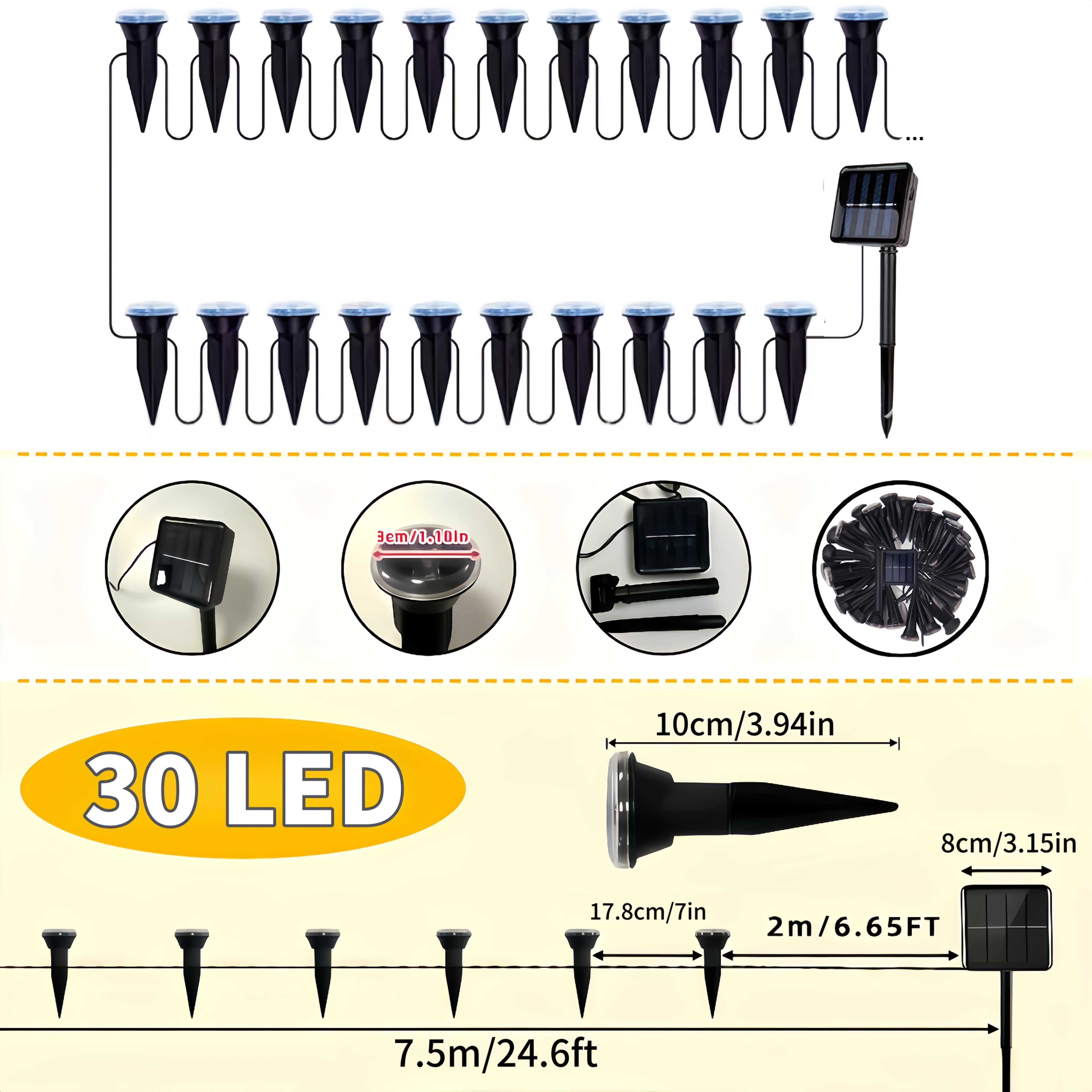 30 Pack Outdoor Solar Lawn Light Post, Multi-Color, Pathway Lighting, Ground Light, Decorative Solar Garden Light, Patio/Lawn Camping Party & Wedding Ambience Decoration; Spring Summer Outdoor Waterproof Decorative Ambience Light