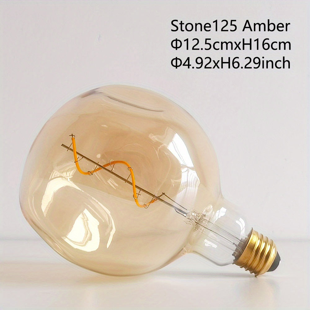 1PC vintage Edison LED flexible filament bulb, creative LED dimmable bulb 110-130V 4W E26 base 2300K warm light amber glass bulb, bedroom living room home decorative bulb