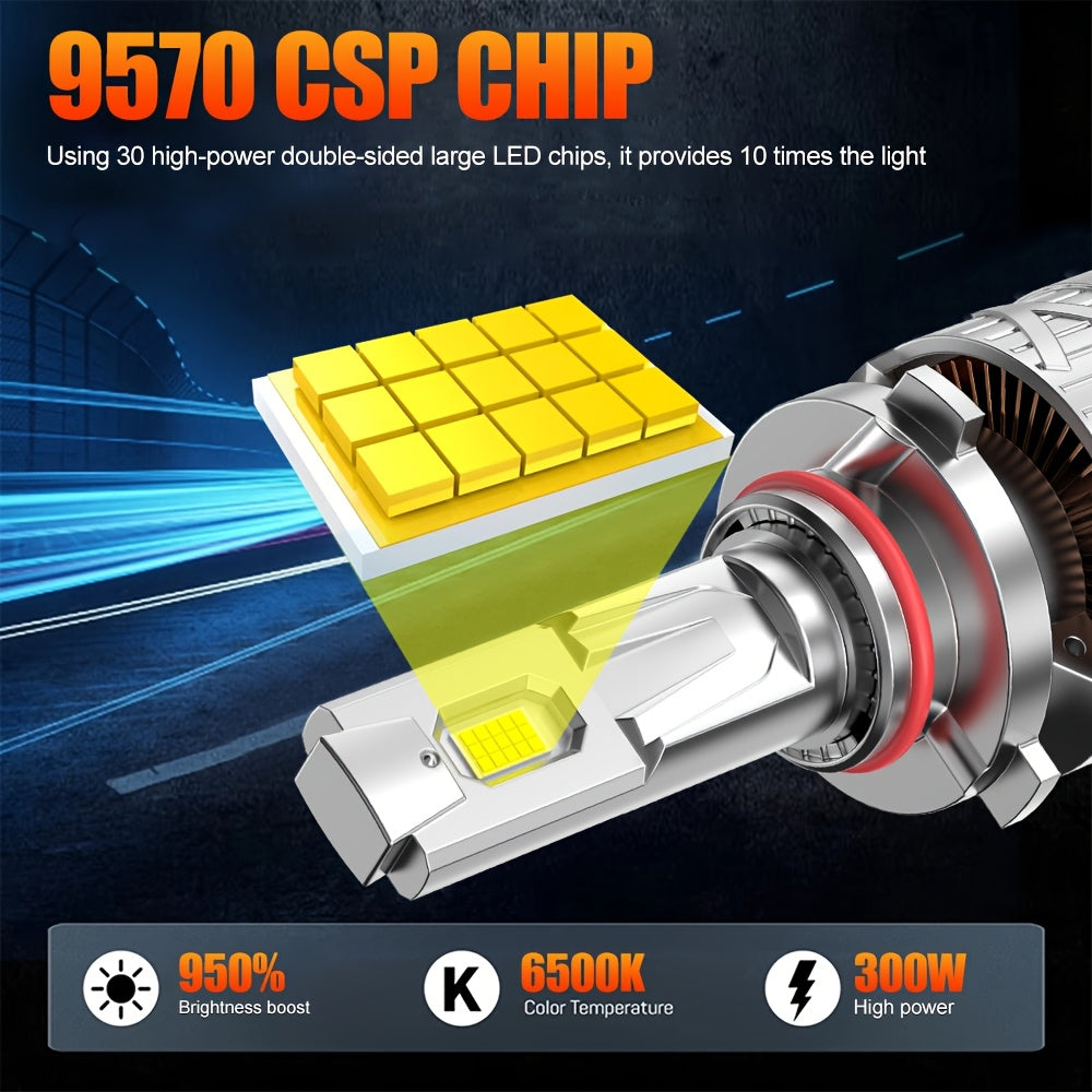 2pcs LED Car Headlight Bulbs, H16/H11/H9/H8 9005/HB3, 9570 CSP Chip, Plug-and-Play, 12-24V, Canbus, High/Low Beam LED Light, H1 H4/HB2 H7/H18 9006/HB4 9012-O134, No Battery Included, 60000LM, 300W