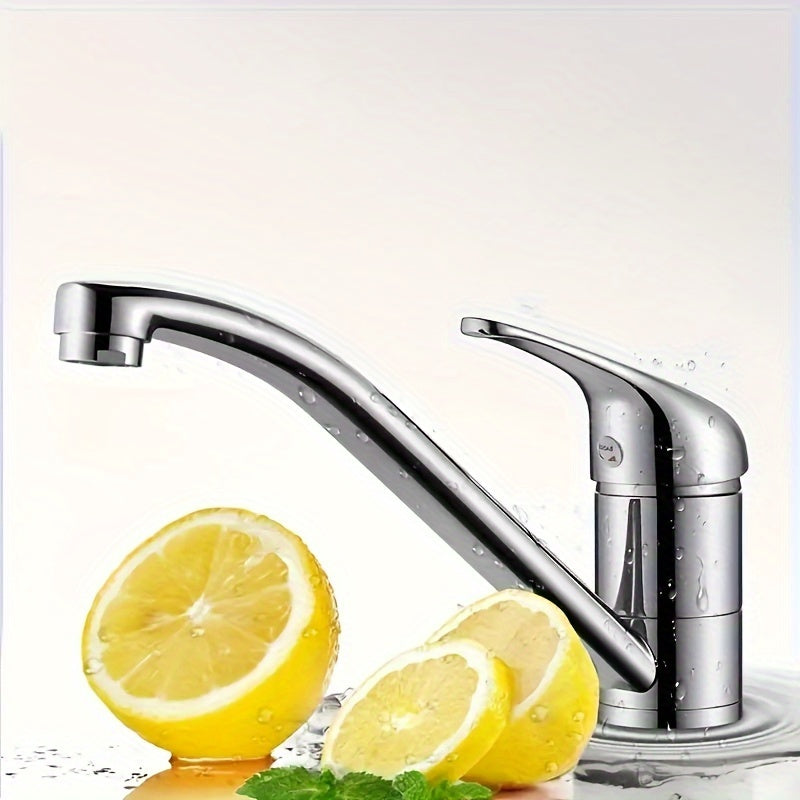 1x Stylish 304 Stainless Steel Faucet - 360° Swivel, Hot & Cold Water Mixer for Kitchen & Bathroom Sink - Chrome Finish, Ceramic Cartridge Water-Saving, Easy Install