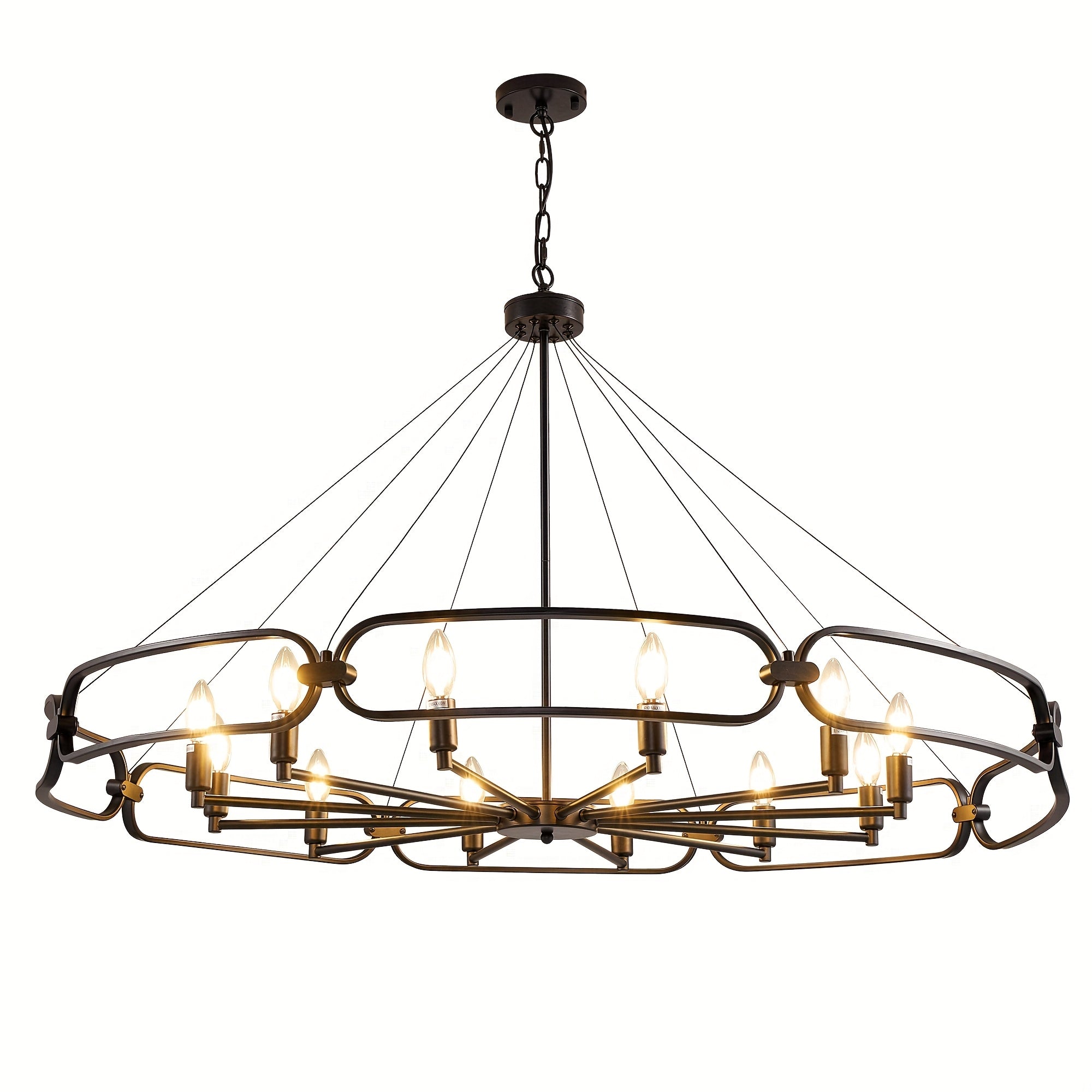 Mid-century modern style candlestick chandelier, 12-light farmhouse island pendant light