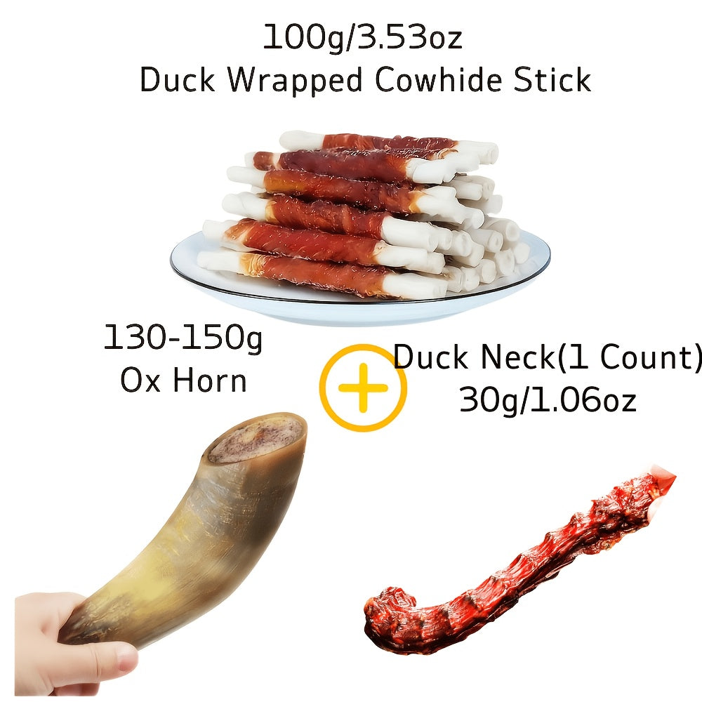 混合口味狗咬膠 - 牛肉、肋骨、土豆 - 高蛋白（30%）、低脂肪、持久牙齒清潔 - 易消化硬質訓練零食，適合幼犬訓練、潔齒 - 全品種（小、中、大型犬）- 袋裝，極限咀嚼專用，寵物牙齒護理，視覺吸引力，天然原料，牛排形狀零食，中等體型犬
