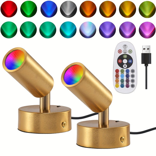 10W LED spotlight indoor RGB color-changing uplight/downlight with remote control, Christmas spotlight plant decoration light with switch, Halloween party decoration, 6.3ft USB cable