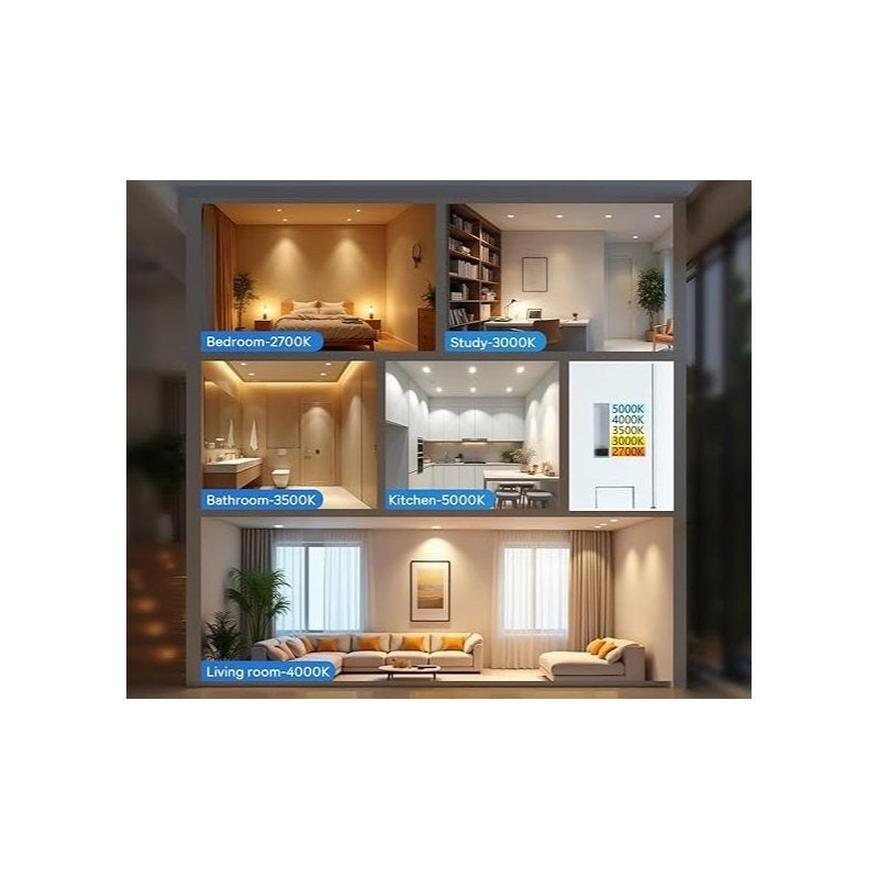 3-Inch Recessed LED Downlight/Gimbal Fixture, 2700K/4100K/5000K Single-Head Downlight, 7W 450 Lumens Dimmable, Home Lighting, Modern Lighting, Aluminum Alloy Frame, Downlight Fixture, Ceiling Light, Silver Trim, Recessed (6/12 Pack)