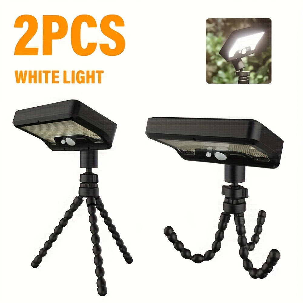 2PCS Commercial Street Solar Motion Sensor Light, Solar Wall Light with Foldable Flexible Bracket, 92LED Street Light, 3 Modes Auto On/Off, Security Lighting for Outdoor Tree Branches, Tents, Camping, Tables, Walls, Streets, Gardens