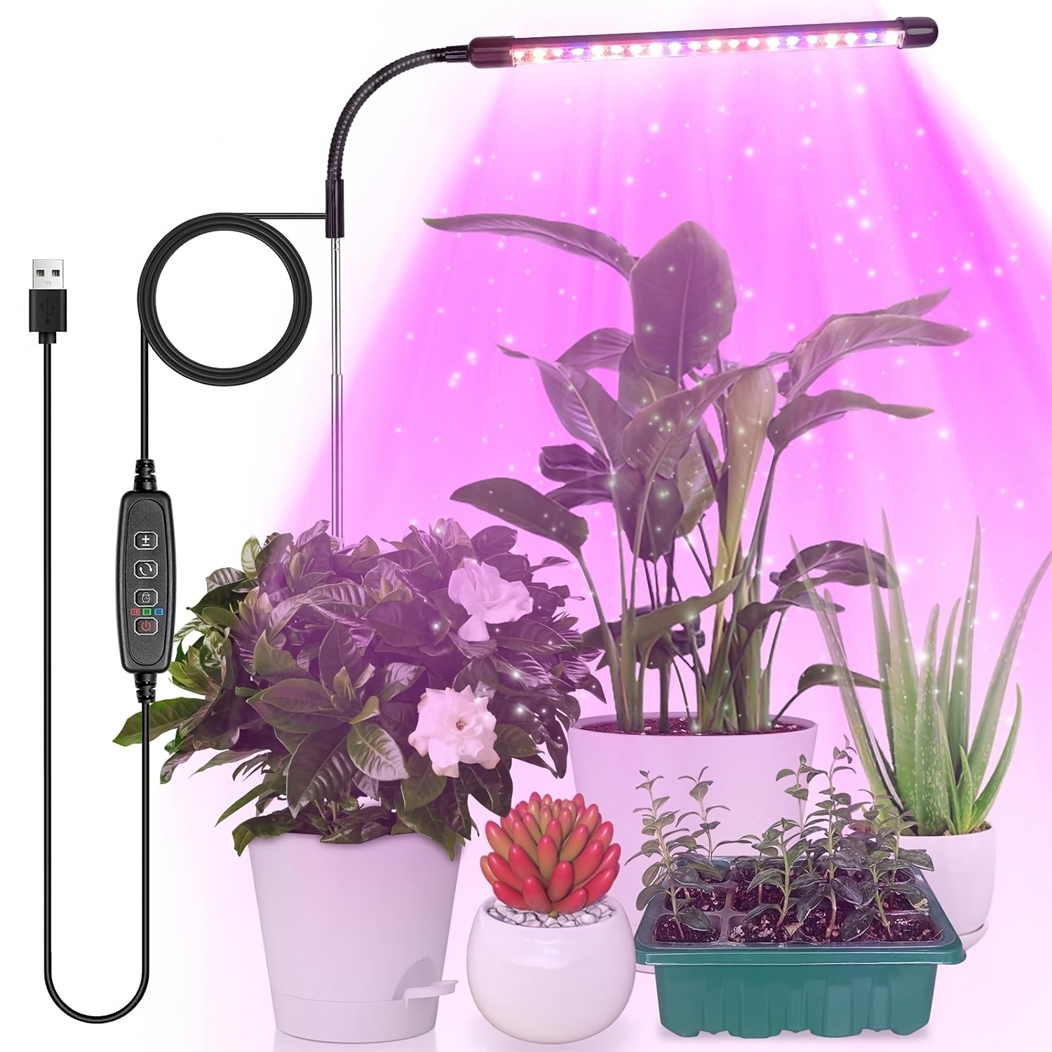 USB Mini 3-Color Plant Grow Light, 3/9/12H Timing Control, Ceiling Grow Light for Indoor Plant Cultivation, Dimmable Brightness, USB Interface Electronic Lamp, Computer Accessory