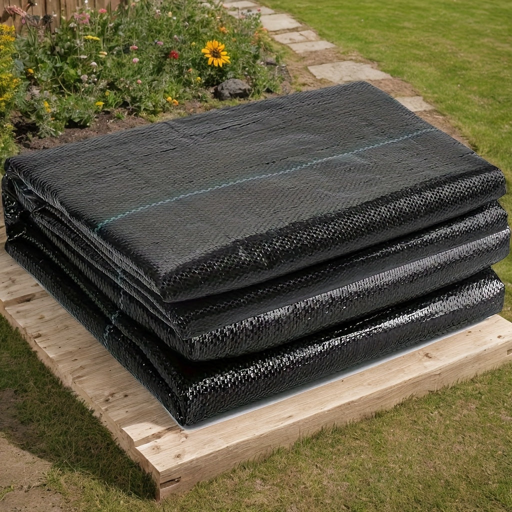 防草布除草布盖草布、1件重型黑色PP材质园艺布 - 花卉、蔬菜、和庭院用防除杂草和草坪护理农用地布