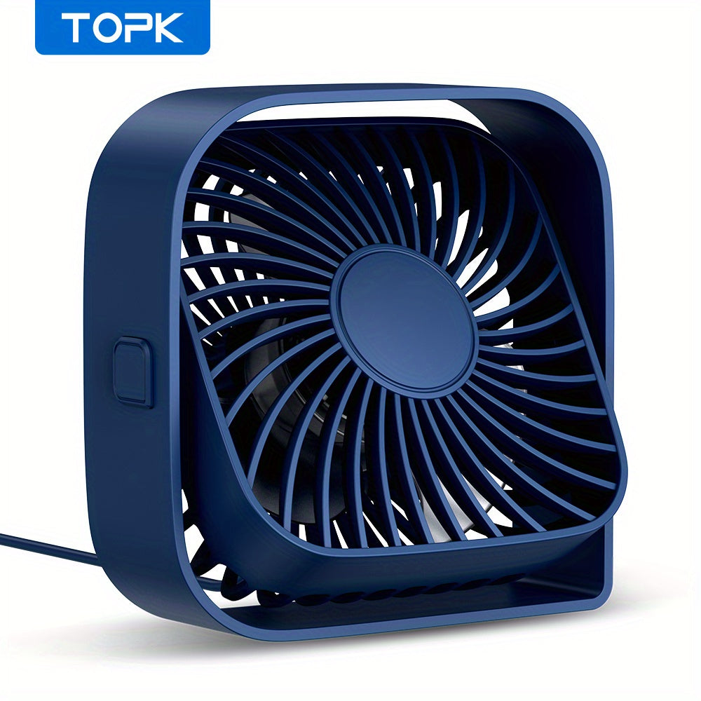 TOPK Personal Desktop Fan, 3-Speed 4-Inch Small USB Portable Fan, USB Plug-In Mini Cooling Fan, 360° Rotatable Quiet Desktop Fan, Ideal for Home Office Bedroom Dorm Indoor Outdoor Summer Gifts