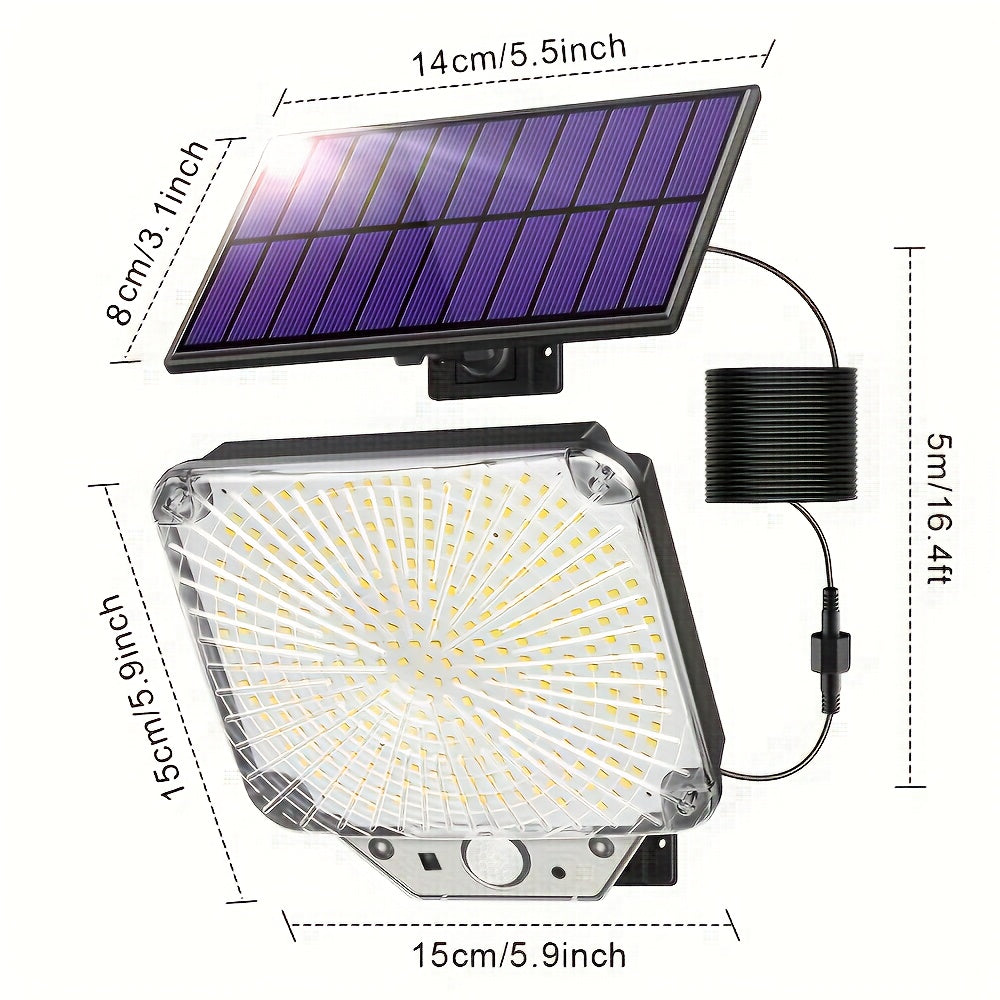 1 Pack 344 LED Solar Split-Type LED Street Light, Outdoor IP65 Courtyard Garden Lawn Driveway Security Light, with Remote Control, Dusk-to-Dawn Auto On/Off, Energy Saving, Bright, Long-Lasting and Durable