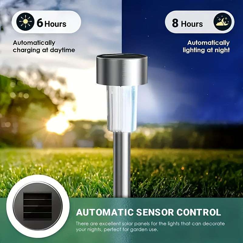 20/30/40/50-Pack Solar LED Light, Outdoor Stainless Steel Solar LED Stick Light, IP44 Waterproof Rating, Suitable for Courtyard, Lawn, Path, Patio, Driveway and Garden Landscape Decorative Light, Can Be Used for Holiday Parties