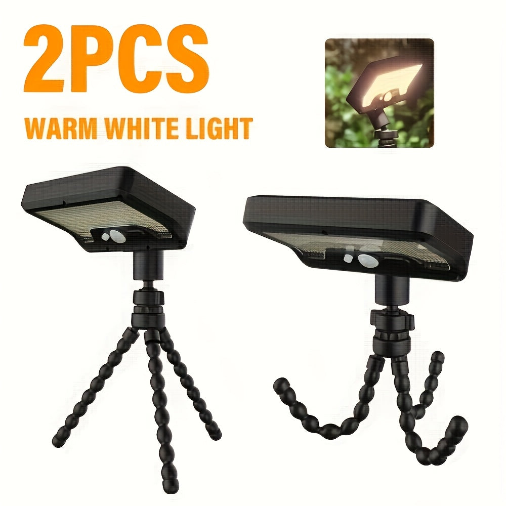 2PCS Commercial Street Solar Motion Sensor Light, Solar Wall Light with Foldable Flexible Bracket, 92LED Street Light, 3 Modes Auto On/Off, Security Lighting for Outdoor Tree Branches, Tents, Camping, Tables, Walls, Streets, Gardens