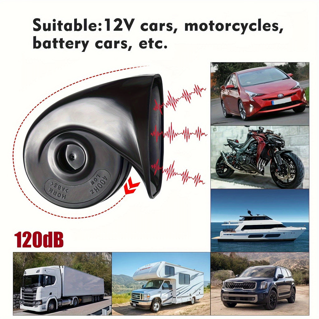 2 Car Alarms, 120dB Loudness, External Accessory Horn for Off-Road 12V Vehicles, High Tone Horn with ABS Engineering Plastic Shell, with Screw Bracket and Wire Clip, 4S Repair Part Installation