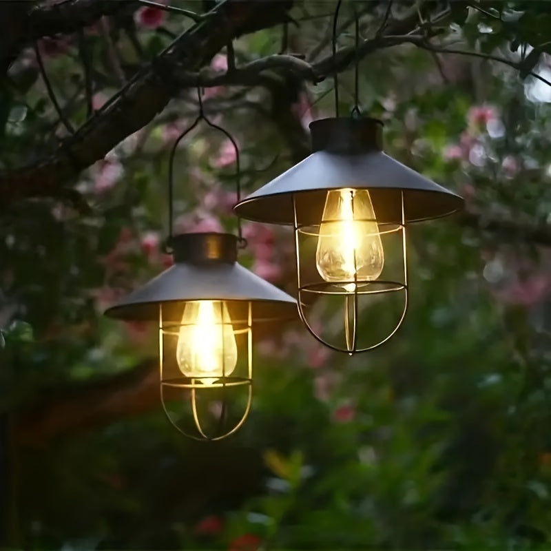 Solar Wrought Iron Courtyard Pendant Light Garden Landscape Lamp Courtyard Garden Balcony Decorative Chandelier Solar Courtyard Decorative Art