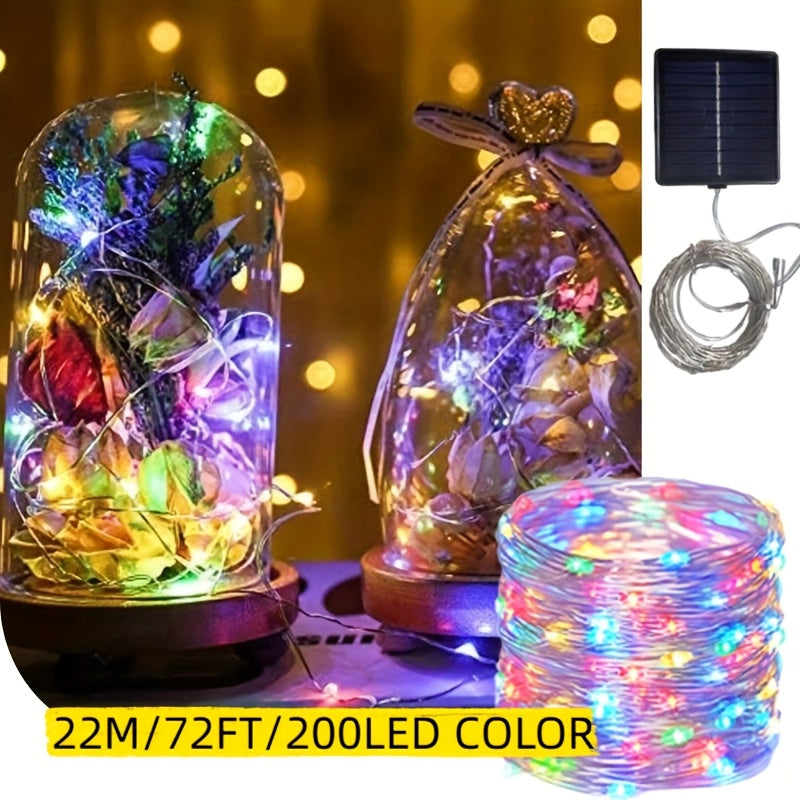 1个户外LED太阳能彩灯，带8种模式，有105英尺/72英尺/39英尺/23英尺太阳能花灯可选，适用于装饰花园、露台、圣诞树、派对、婚礼和各种美丽的活动（多色）
