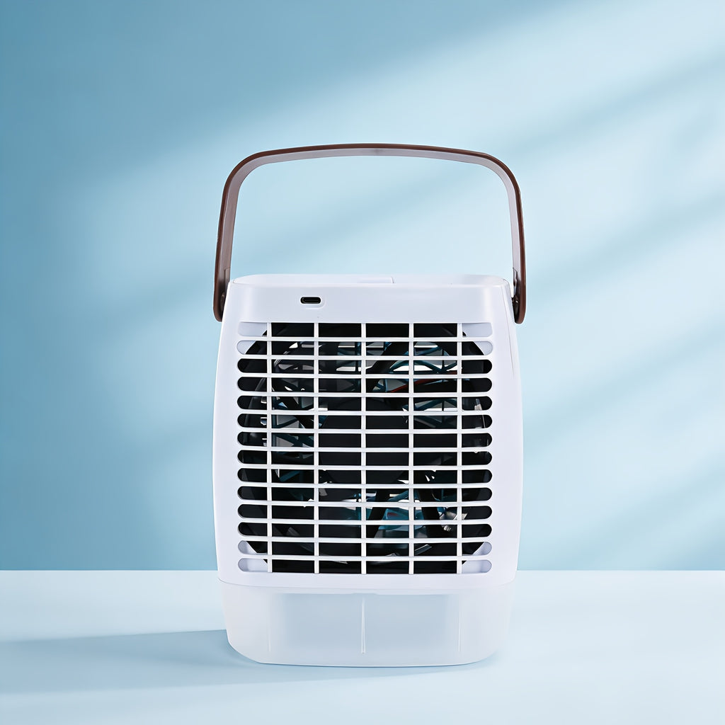 Portable Mini Desktop Mist Air Cooler, 7 Color Night Light Rechargeable Small Cooling Fan, 4 Speed 16.91oz Water Tank Quiet Desktop Fan, Type-C Charging for Home Office Bedroom
