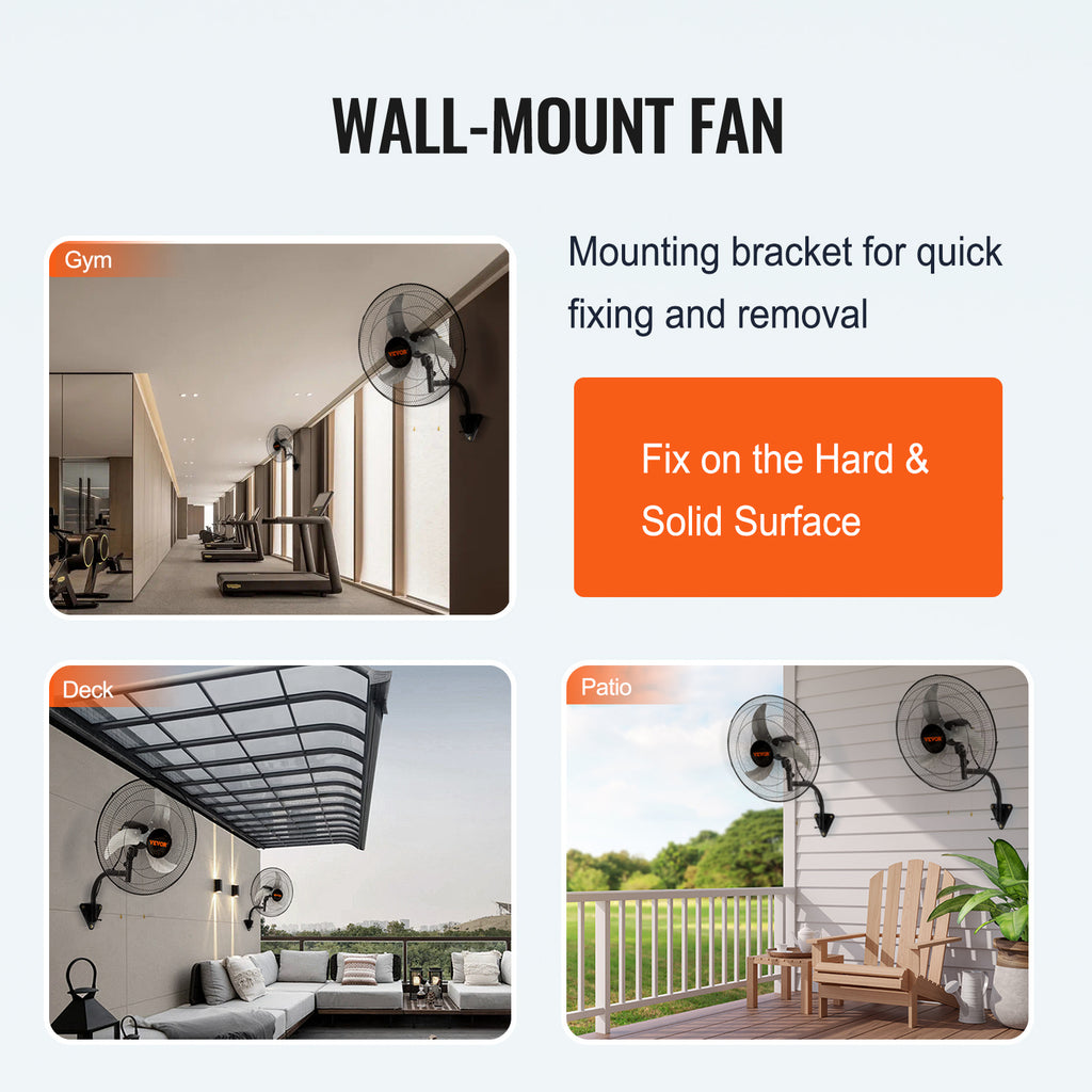 VEVOR Wall Mount Fan, 1/2 Pack, 18 Inch Oscillating, 3 Speed Settings, Max 4000 CFM, Industrial Indoor Fan, Ideal for Commercial, Residential, Warehouse, Greenhouse, Workshop, Basement, Garage, Black
