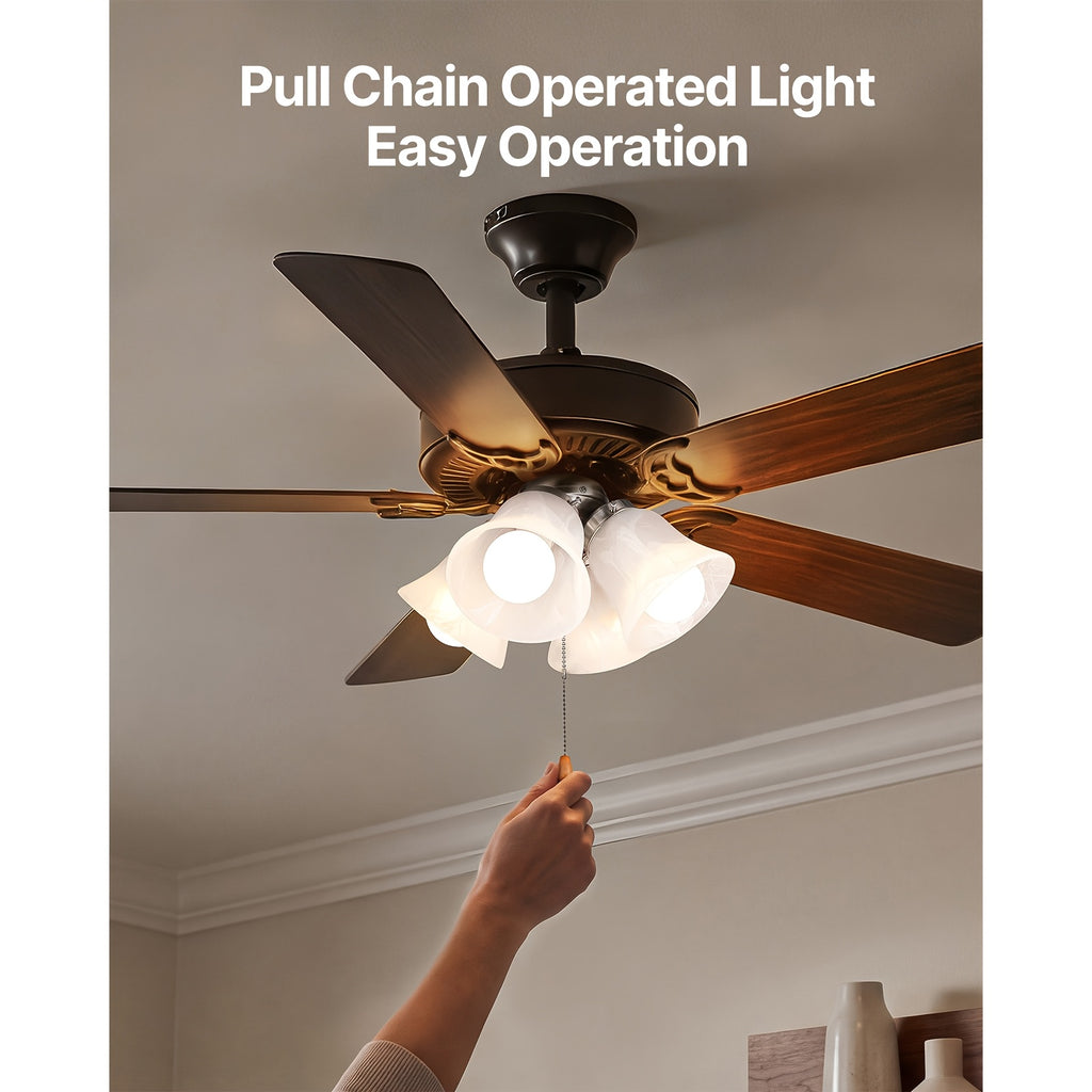 4 Pcs Flower Shaped Ceiling Fan with Light, Pull Chain Design, 750lm Brightness, 110V Plug-Free, S001 Model, Available for All Sales Channels