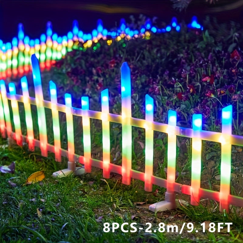 Solar Outdoor Light, 5/8/10-Piece Options, Spring Garden Decorative Fence String Light, 20 Flashing Modes, Ultra-Long Battery Life 3600mAh Lithium Battery, Suitable for Lawn, Path, Christmas Atmosphere and Birthday Scenes