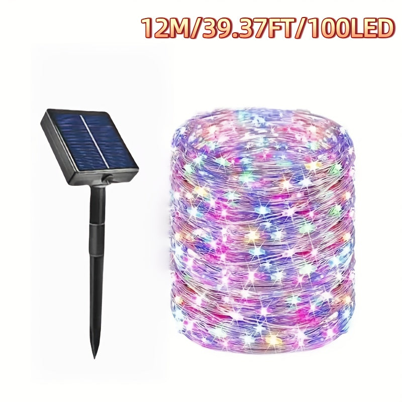 50/100/200/300LED锂电高亮太阳能灯户外花园仙女串灯，适用于圣诞院子树木派对婚礼装饰闪烁灯串，适用于11个国家的节日装饰万圣节装饰品，圣诞装饰品