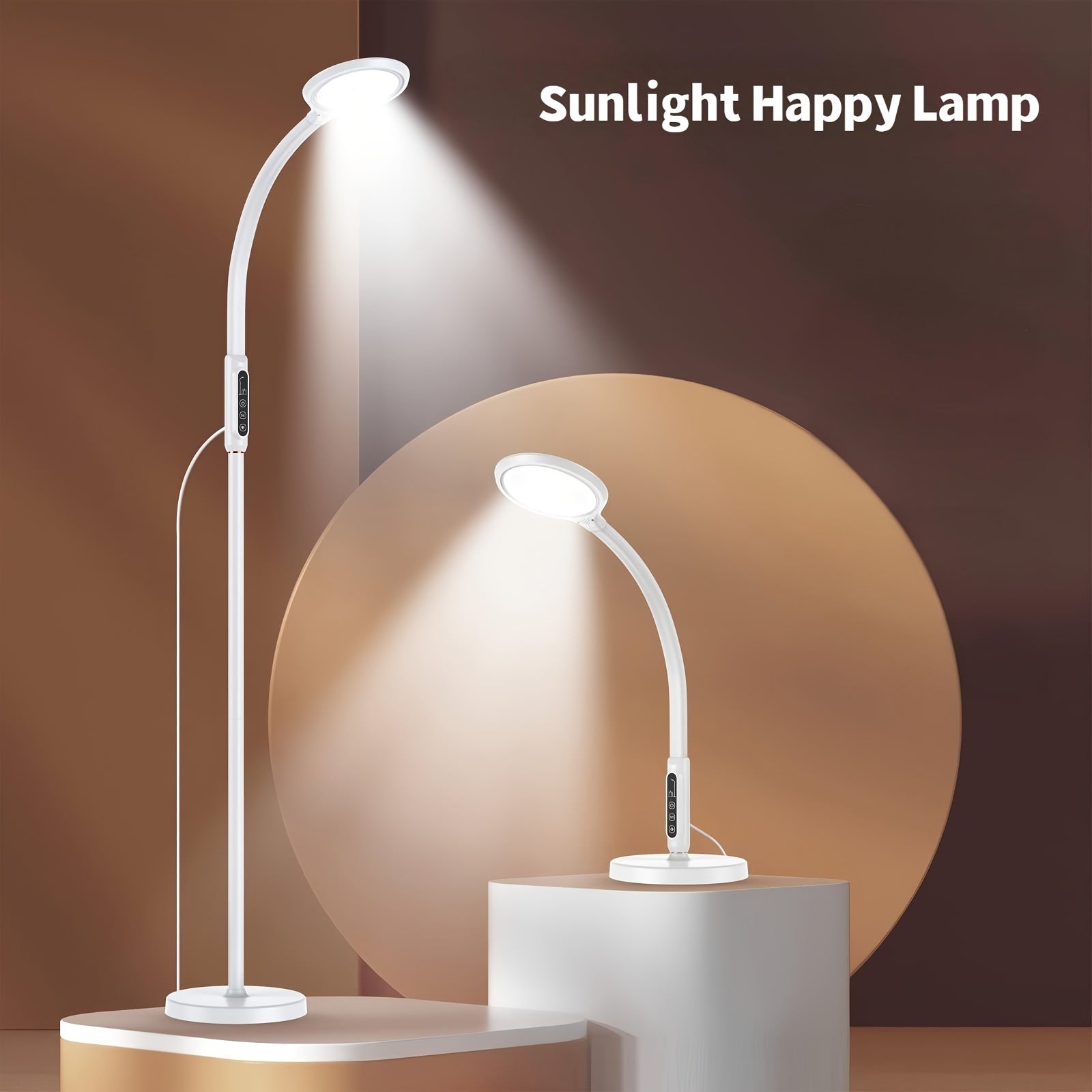 Full Spectrum Happy Sun Lamp, 11000 Lux, LED UV-Free Sunlight Lamp, 10 Adjustable Brightness Levels, 2-in-1 Retractable Happy Sun Lamp