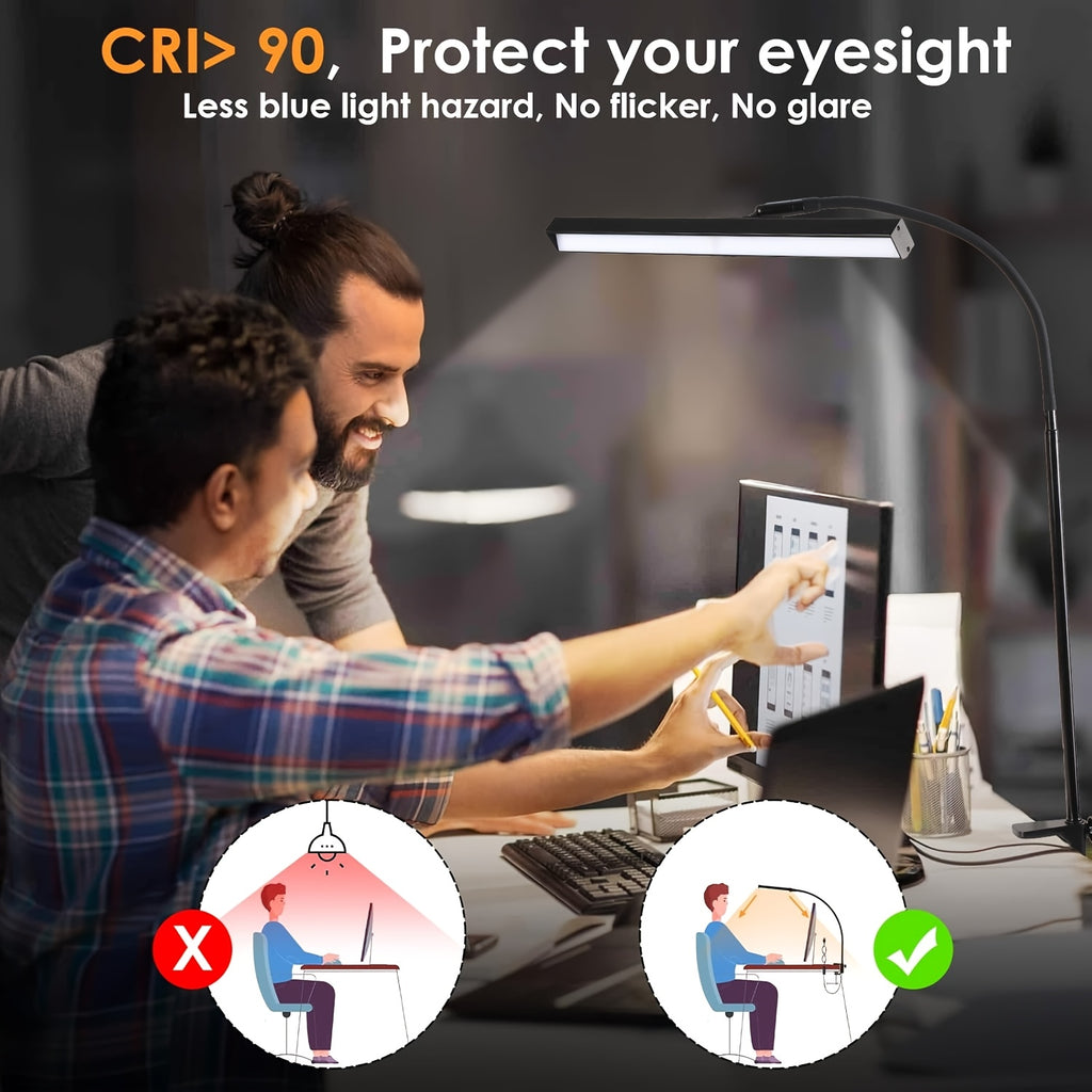 USB anti-glare desk lamp, with 3 color temperature modes, beneficial for eye health, no screen reflection, adjustable brightness, creating a comfortable office environment for you. Suitable for home office areas. Black