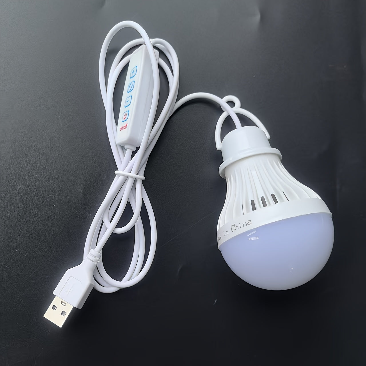 1.5m/59-inch long 5V LED USB bulb, with switch, 3-color dimmable hanging tent light, suitable for camping equipment