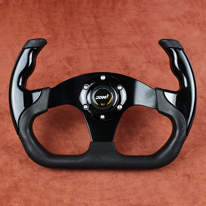 Universal 13 Inch 330mm Black Red Blue Carbon Fiber Pattern PU Leather Aluminum Alloy Half-Spoke Steering Wheel