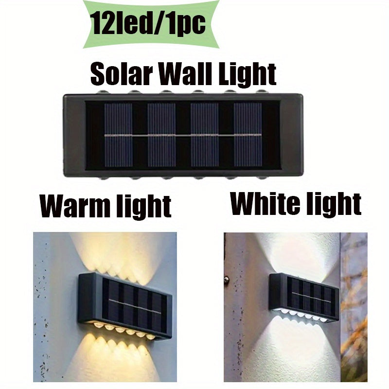 One-Piece Solar Wall Light, Wall Light Lighting Fixture, for Outdoor Wall Decoration and Ambient Lighting, Black Housing Up and Down Wall Light