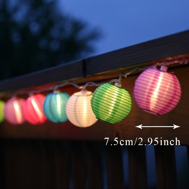 1套，10LED/20LED白色灯笼新奇灯饰，家居节日装饰纸灯派对氛围灯室内灯串，电池款【不含电池】