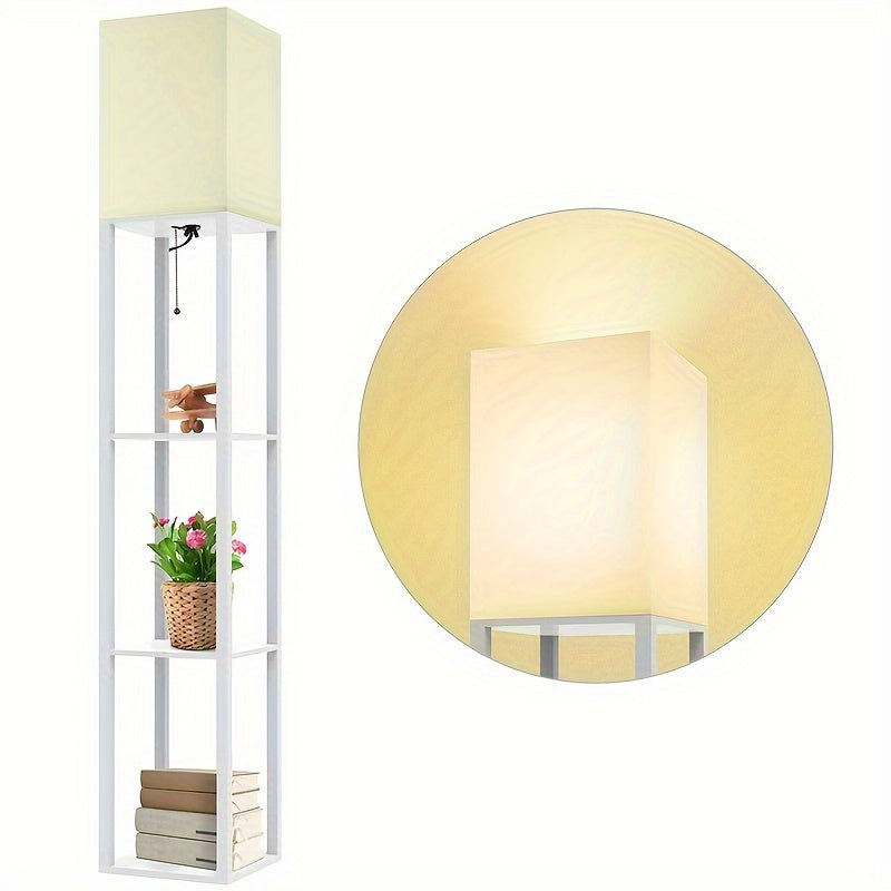 1 piece shelf pole lamp, modern 3-tier 9W LED bulb reading bedside light, narrow corner night light suitable for bedroom and living room