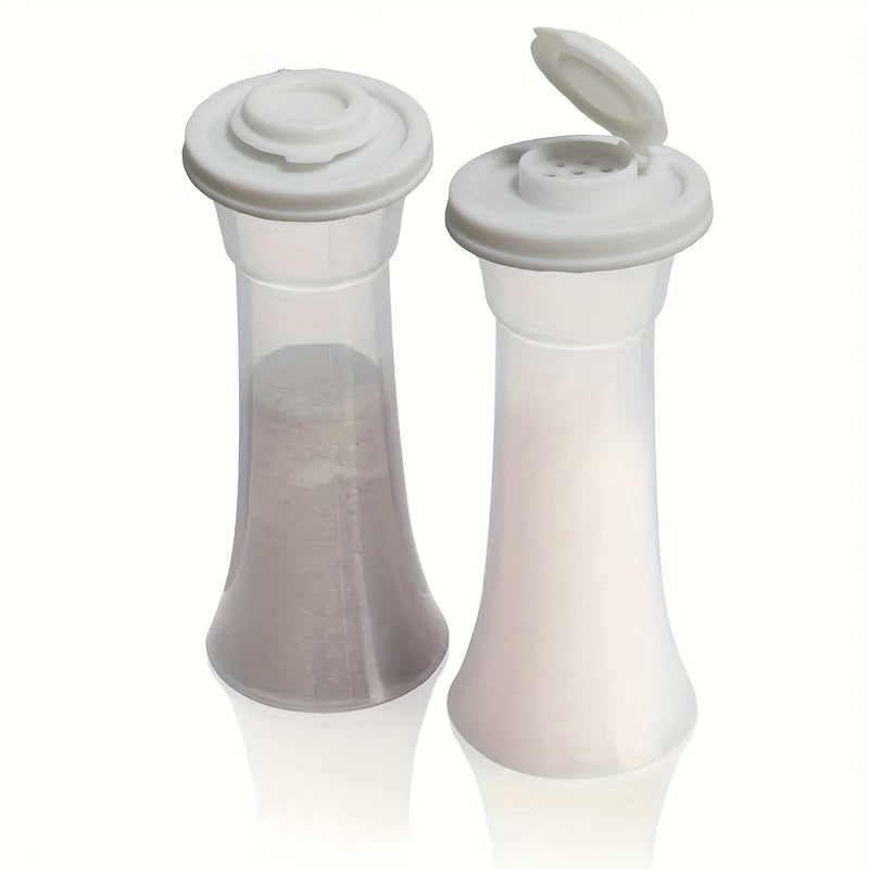 2 Extra-Large Salt & Pepper Shakers, Moisture-Proof Salt Collector – Perfect for Camping, Picnic, Outdoor Kitchen, Lunch Box, Travel – Clear Spice Jars with Red Lids – Plastic Airtight Spice Dispensers, BBQ Seasoning Shakers, Powder Dispensers