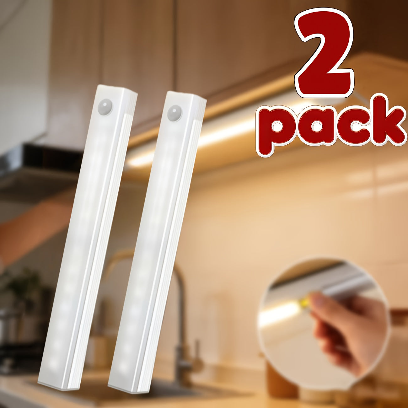 LED tube light with motion sensor - USB rechargeable, easy-to-install magnetic booster, white light illumination, suitable for cars, homes, wardrobes, bedrooms and travel, wardrobe light