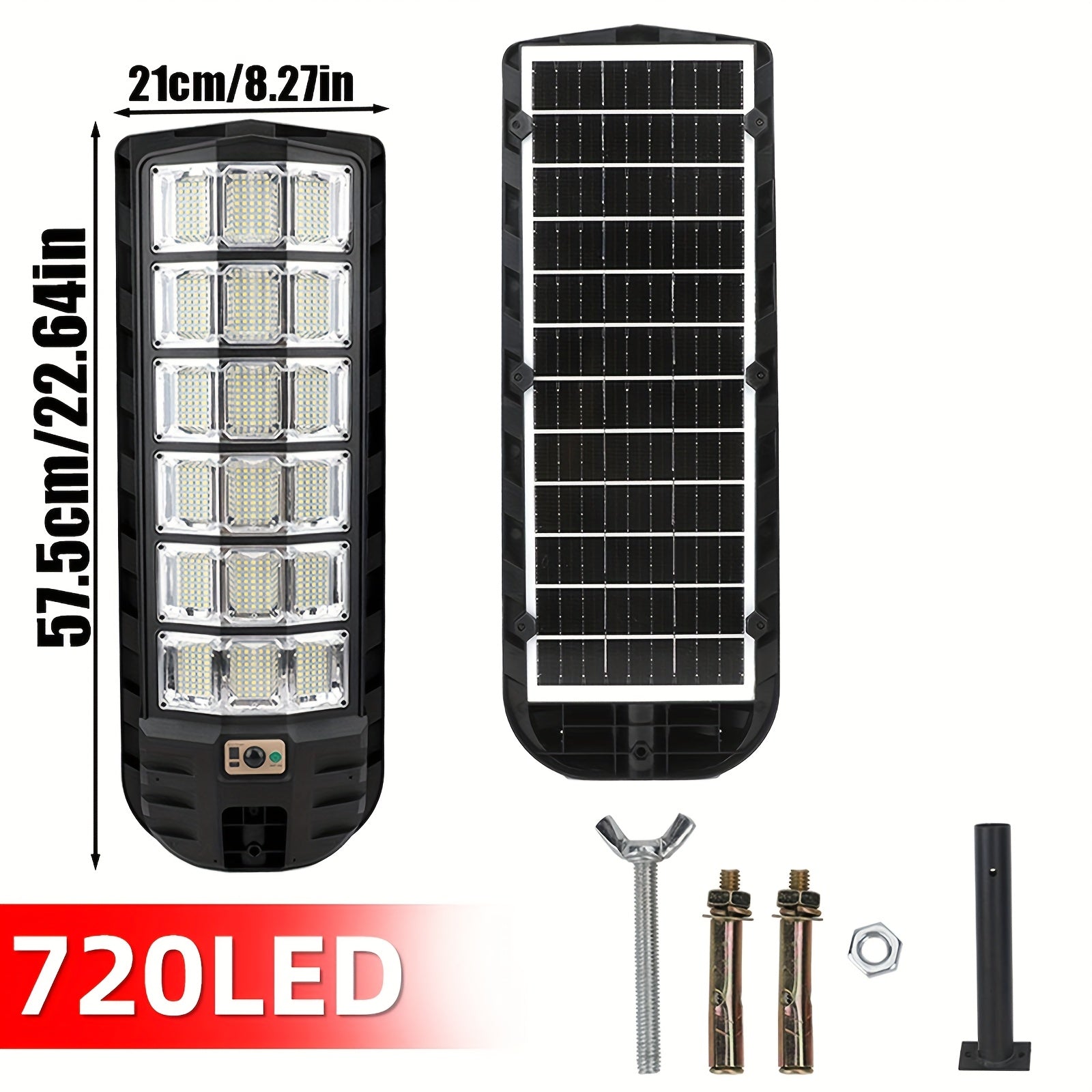 Extra Large, High Brightness Solar LED Street Light / Searchlight, with Remote Control, 4500mAh Smart Light Control 3 Lighting Modes Dusk to Dawn, Perfect for Courtyard, Doorway, Road, Basketball Court, Horse Farm, Farm and Other Lighting
