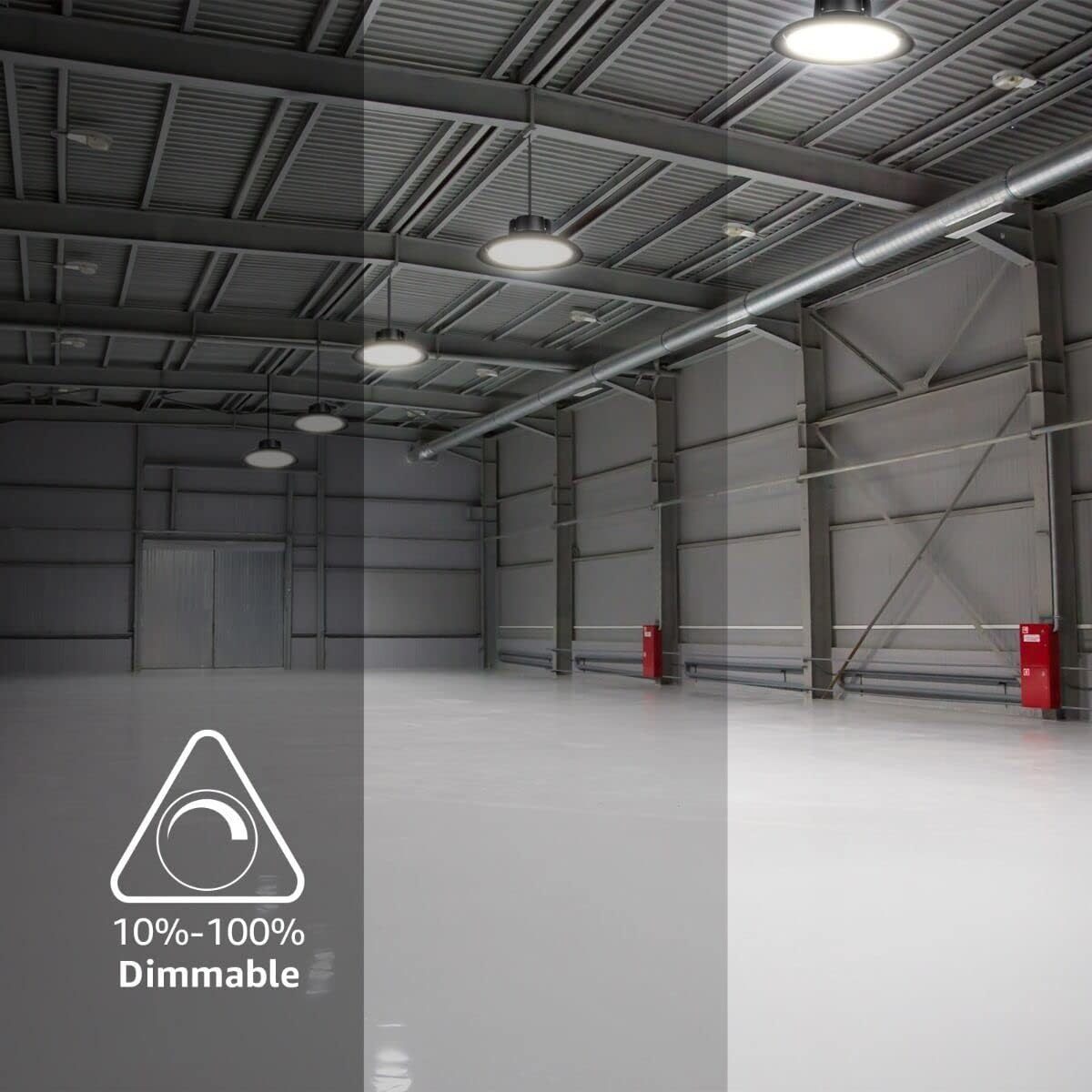 MTC 100W UFO High Bay LED Shop Light, 14500LM 250W Metal Halide Equivalent Commercial Lighting, with Hanging Hook, 5000K IP65 Waterproof, LED Shop Light, Suitable for Warehouse, Garage, Barn, Workshop