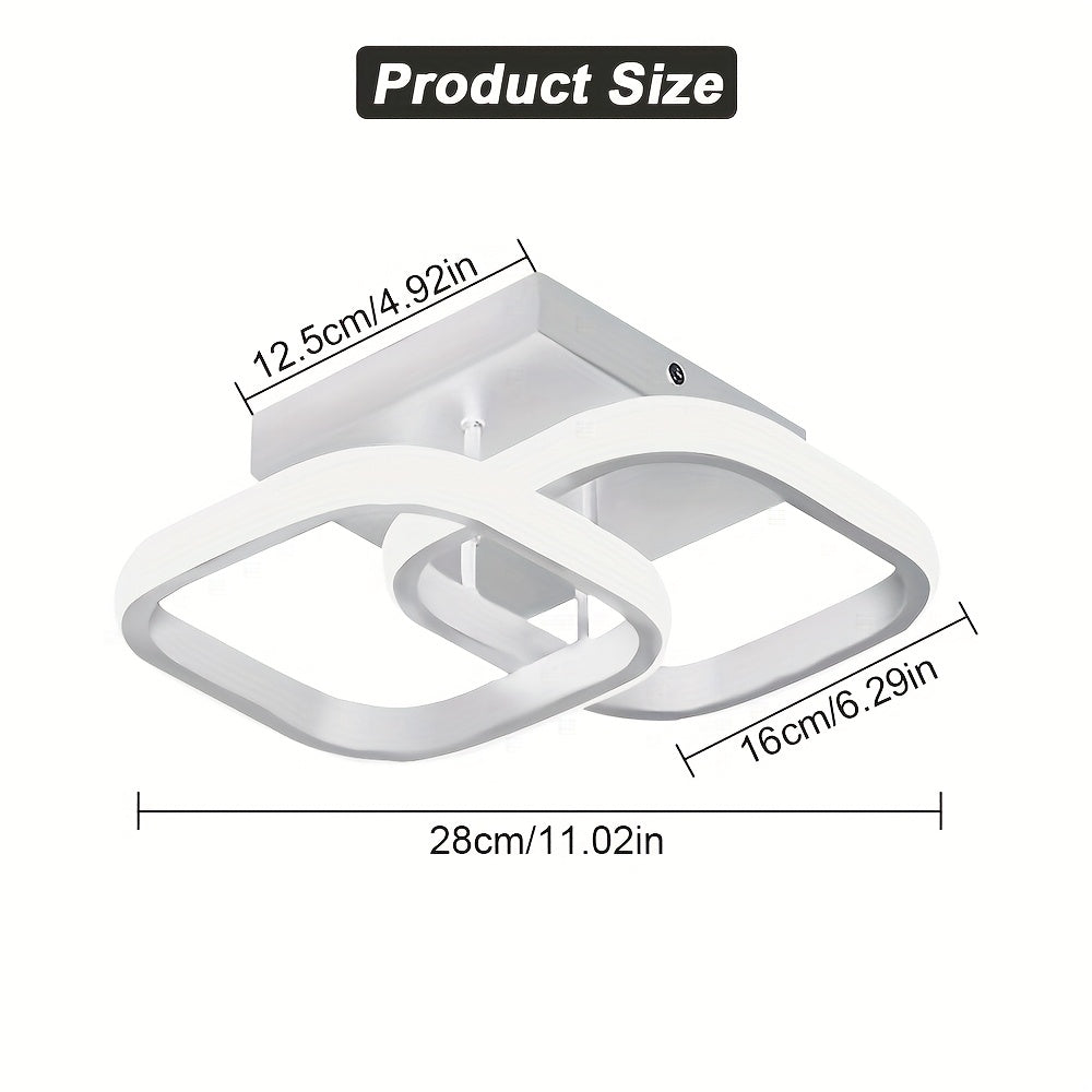 Premium creative square bedroom ceiling light, living room lighting fixture, modern minimalist European and American style three-color changing ceiling light, stylish double-sided ceiling light, energy-saving and durable