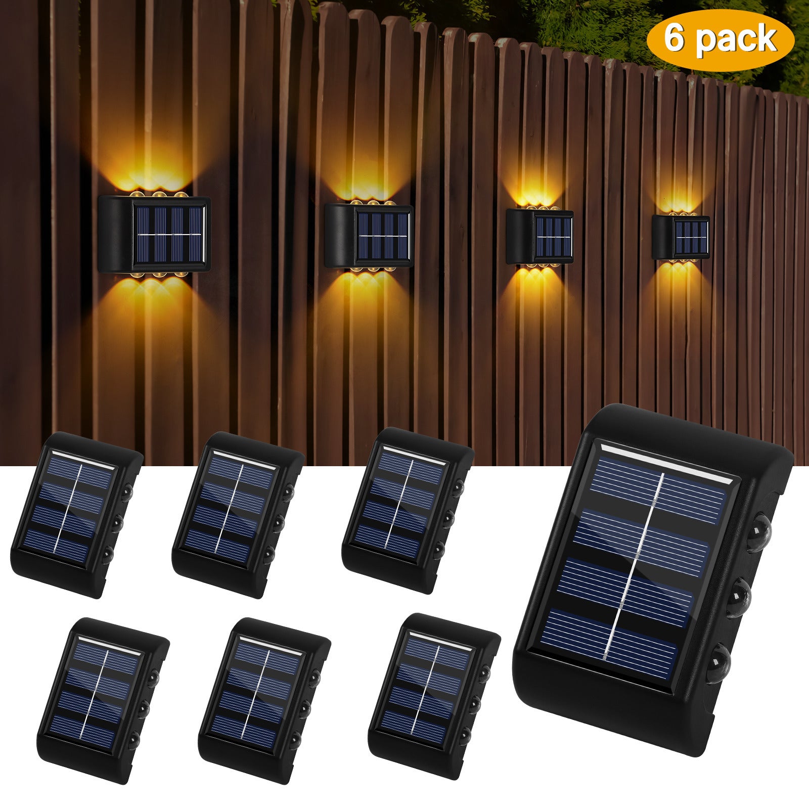 Buy 6 Pieces 6 LED Solar Wall Light - Warm Light Outdoor Lighting