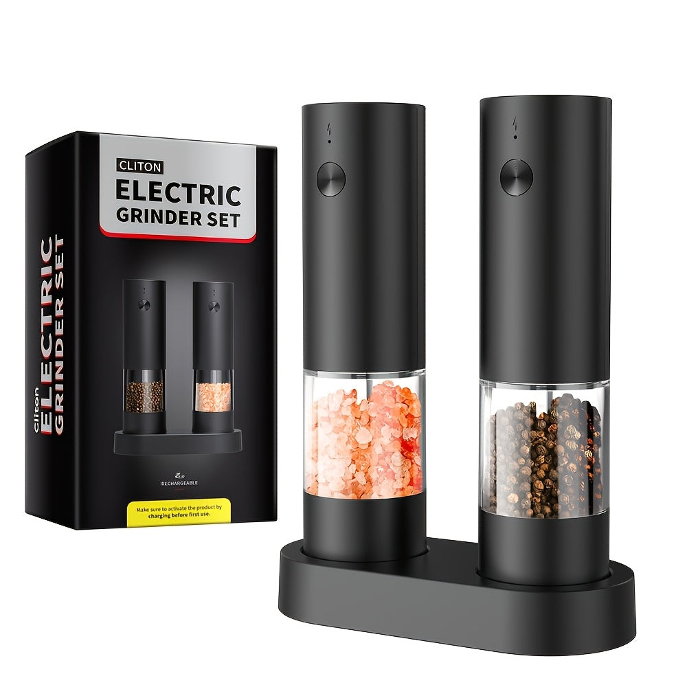 Electric Salt and Pepper Grinder, Automatic Battery-Operated Pepper Mill, Adjustable Coarseness, Easy Refill, Upgraded Large Capacity with LED Light, One-handed Operation, Perfect for Kitchen, Dining Table and Gifting