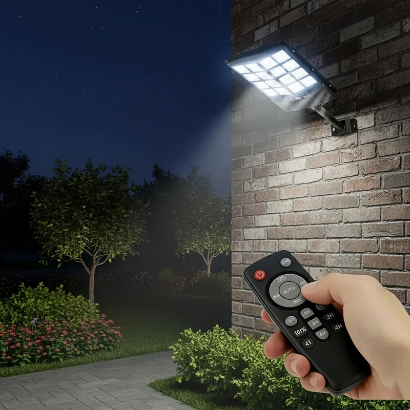 Solar Outdoor Street Light, Solar Floodlight with Motion Sensor and Remote Control, Solar Floodlight for Garden, Courtyard, Pathway, Parking Lot