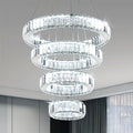 Modern crystal chandelier, four-ring pendant light, ceiling hanging fixture for bedroom, living room, dining room (cool white light)