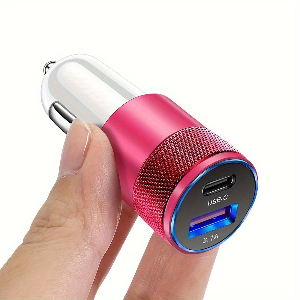 USB Car Charger PD Fast Charge – LED Ambient Light, Compatible with iPhone, Android, Xiaomi & More