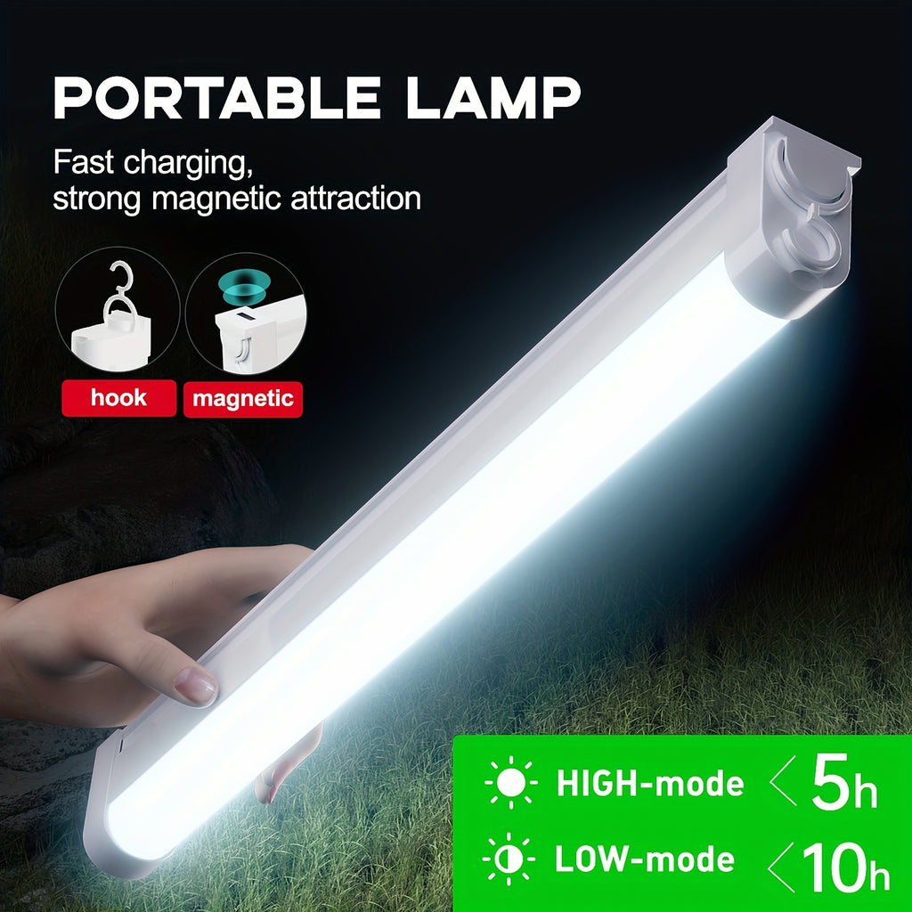 Rechargeable Portable Lamp, Multiple Dimming Modes with Stepless Dimming, Built-in Hook for Hands-Free Use, Ideal for Emergencies (No Remote, Button Control), Camping, Fishing, BBQ