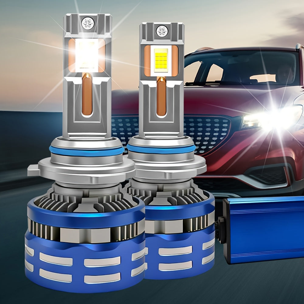 2Pcs 59500 Lumens High Brightness H7/H18-QP006 9005/HB3 9006/HB4 H1 H4 LED Bulbs, 300W Power, Super Bright 6500K White Light, High/Low Beam CSP LED Headlights, Long-Lasting Durability, Aluminum Construction