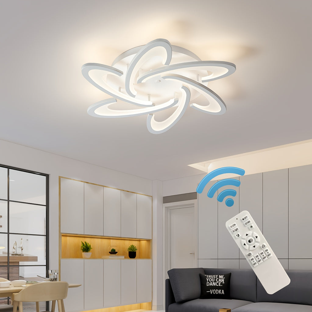Qcyuui dimmable LED ceiling light - 31.1-inch flush mount modern lighting fixture, 3360LM, 3000K-6000K adjustable color temperature, suitable for living room, kitchen, bedroom and dining room